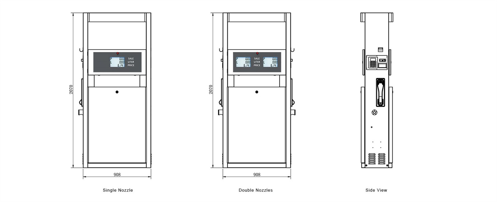 fuel dispenser size
